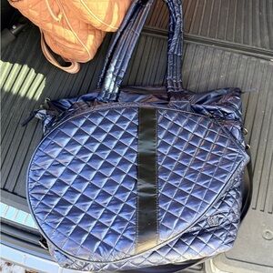 Quilted Blue and Black Tote Bag